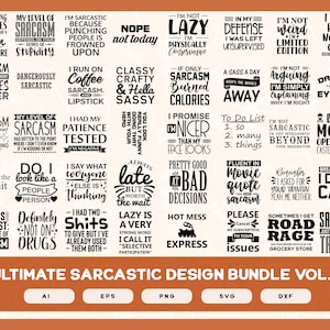 Sarcastic Designs Mega Bundle Volume 2 for Shirts Mugs Vinyl Printing SVG Sarcastic Designs Stickers POD