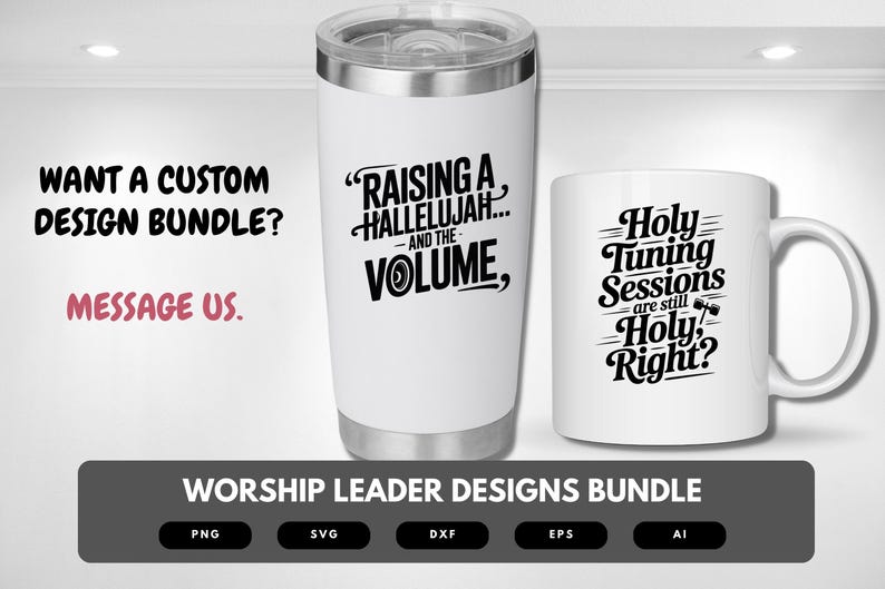 Worship Leader SVG Bundle | Faith Quotes for Church, Cricut Cut Files, Sublimation & DIY Crafts