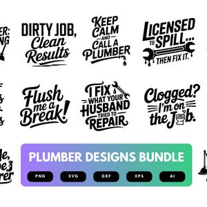 Plumber SVG Bundle | Plumbing Clipart, Plumbing Quotes , Pipefitter Cut Files for Cricut & Sublimation