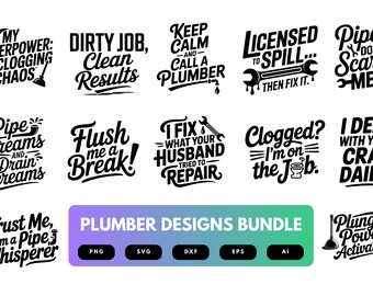 Plumber SVG Bundle | Plumbing Clipart, Plumbing Quotes , Pipefitter Cut Files for Cricut & Sublimation