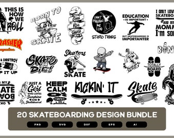 Paquete de diseño de patinetas / Patines / Skateboarding / Patines SVG / Skateboarding SVG / Diseño de camisetas de skateboarding / Pegatinas de skateboarding