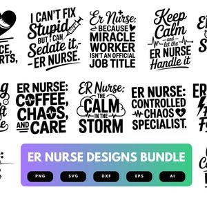 ER Nurse SVG Bundle | Emergency Room Clipart, Medical Silhouette Cut Files for Cricut & Sublimation