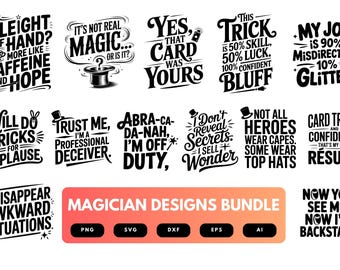 Magician SVG Bundle | Magic Show Clipart, Illusionist Silhouette Cut Files for Cricut & Sublimation