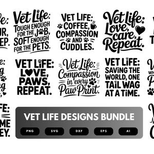 Vet Life SVG Bundle | Veterinarian Clipart, Animal Care Quote Cut Files for Cricut & Sublimation