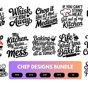 Chef SVG Bundle | Cooking Clipart, Kitchen Silhouette Cut Files for Cricut & Sublimation