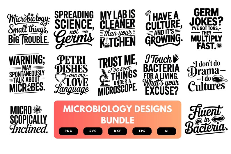 Microbe Biofactory Svg Microbiology SVG Bundle | Science Clipart, Microbe Illustrations ...