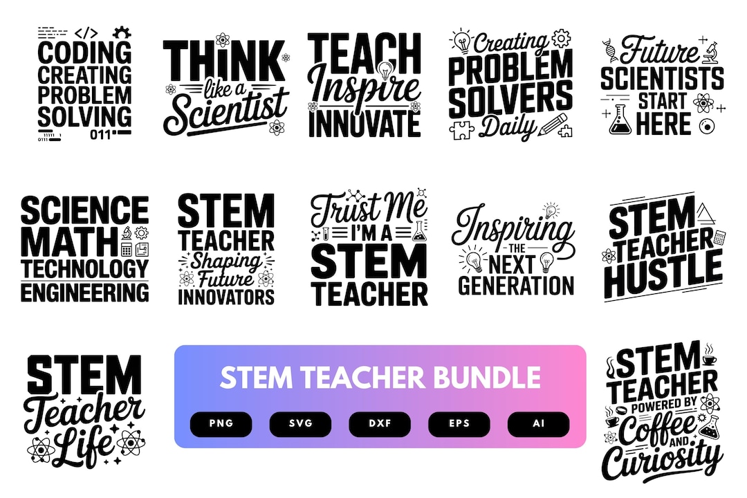 STEM Teacher SVG Bundle | Science Technology Engineering Math Clipart ...