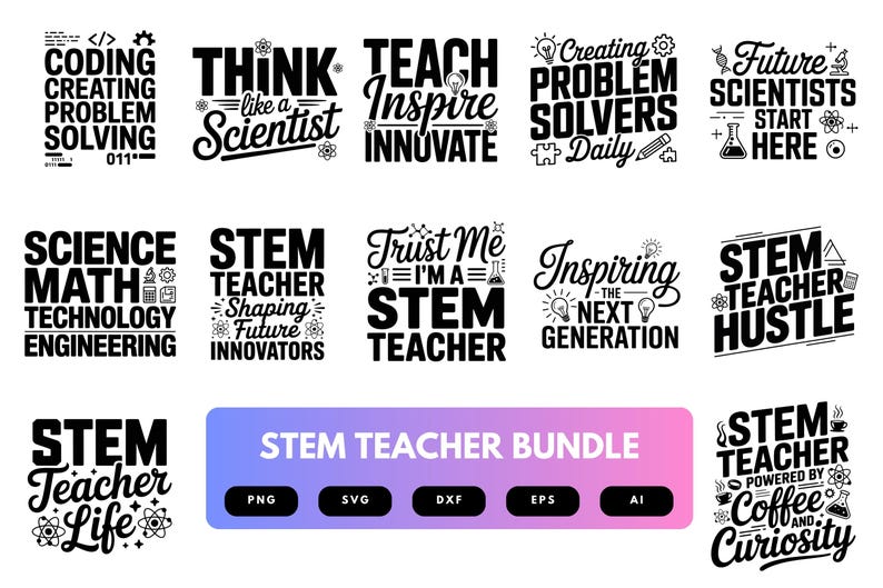 STEM Teacher SVG Bundle | Science Technology Engineering Math Clipart ...
