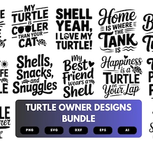 Turtle Owner SVG Bundle | Reptile Pet Clipart, Turtle Silhouette Cut Files for Cricut & Sublimation