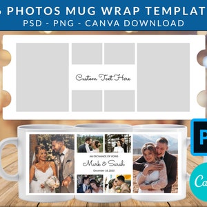 6 Photos Mug Wrap Template PSD, PNG and CANVA Template