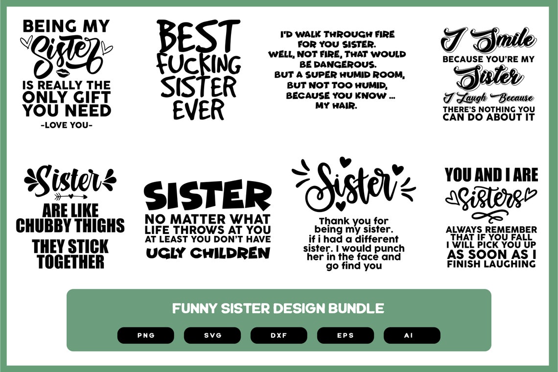 Funny Sister Design Bundle Funny Sister Funny Sister SVG - Etsy