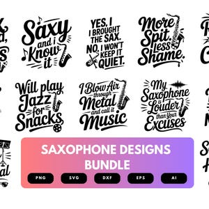 Saxophone SVG Bundle | Jazz Music Clipart, Sax Player Silhouette Cut Files for Cricut & Sublimation