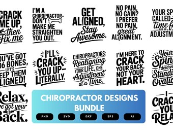 Chiropractor SVG Bundle | Spine Health Clipart, Chiropractic Silhouette Cut Files for Cricut & Sublimation