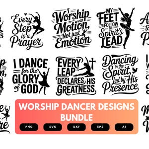 Worship Dancer SVG Bundle | Praise Dance Clipart, Christian Dance Cut Files for Cricut & Sublimation