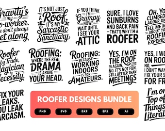 Paquete SVG de techador / Cotizaciones de contratistas de techado, archivos de corte para Cricut, sublimación y manualidades.
