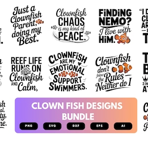 Clown Fish SVG Bundle | Cute Aquarium , Ocean Life Cut Files for Cricut, Sublimation & Crafts