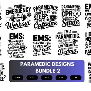 Paramedic SVG Bundle | EMT Clipart, First Responder Silhouette Cut Files for Cricut & Sublimation