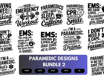 Paramedic SVG Bundle | EMT Clipart, First Responder Silhouette Cut Files for Cricut & Sublimation