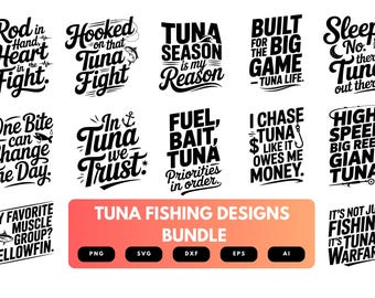 Tuna Fishing SVG Bundle | Deep Sea Angler , Offshore Fishing Cut Files for Cricut, Sublimation & Apparel