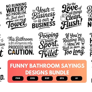 Funny Bathroom Sayings SVG Bundle | Hilarious Toilet Quote Cut Files for Cricut & Bathroom Wall Decor