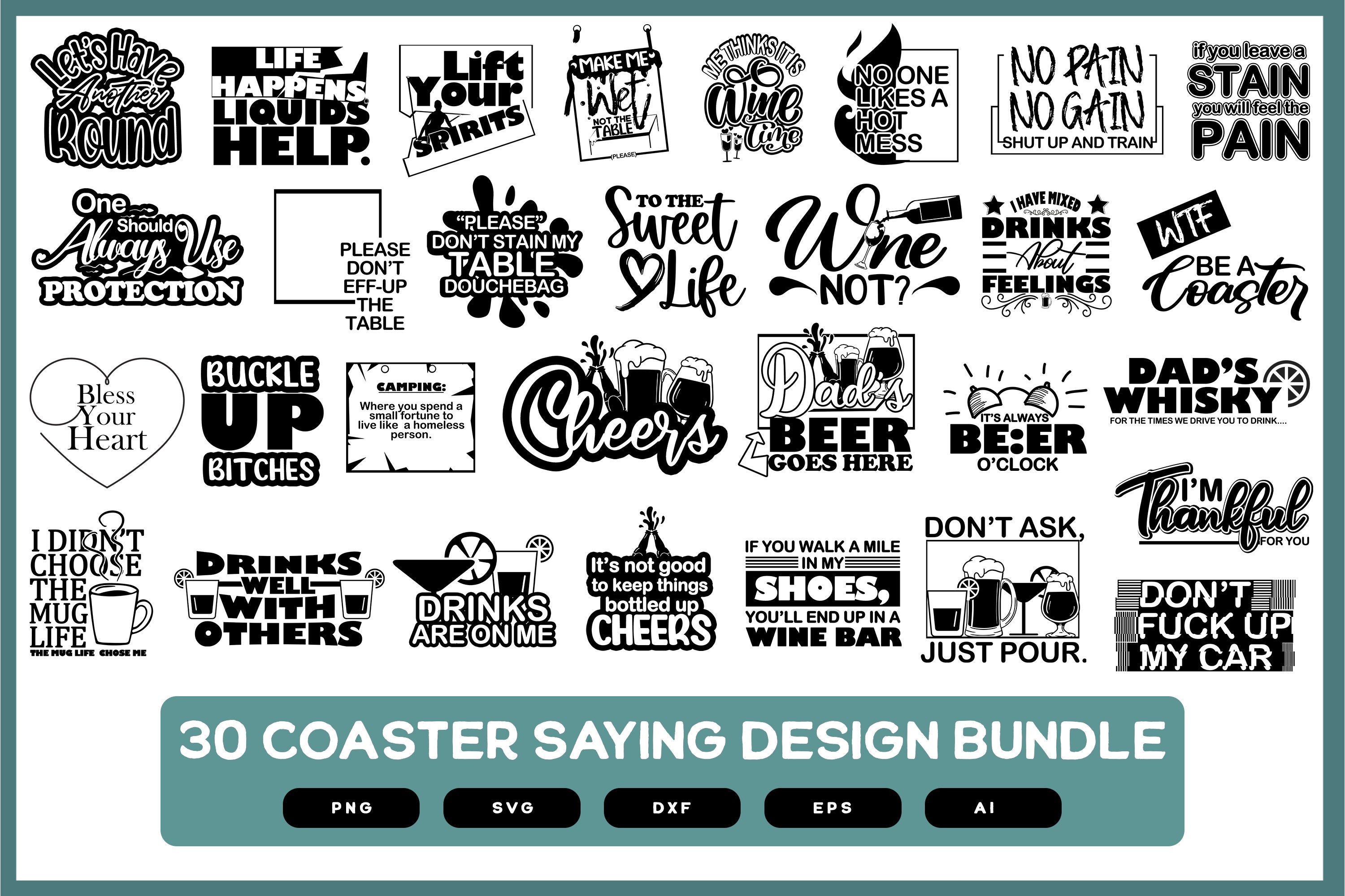 Coaster Sayings Design Bundle / Coaster Design / Coaster Set Etsy