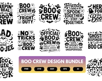 Boo Crew SVG Bundle | Halloween Quotes, Spooky Squad Cut Files for Cricut, Silhouette & Sublimation