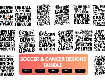 Soccer and Cancer Awareness SVG Bundle | Soccer Support Clipart, Cancer Awareness Cut Files for Cricut & Sublimation