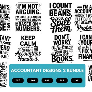 Accountant SVG Bundle | Accounting Clipart, Tax Season Silhouette Cut Files for Cricut & Sublimation