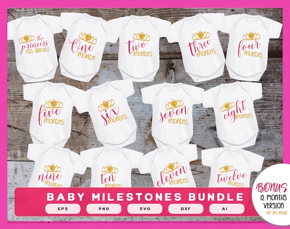 Baby Milestones Girl SVG Cut Bundles Baby Monthly Milestones Bundle Baby Months Onesies Design for Girl Etsy Canada