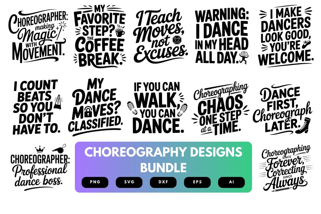 Choreography SVG Bundle | Dance Coach Clipart, Dancer Silhouette Cut ...