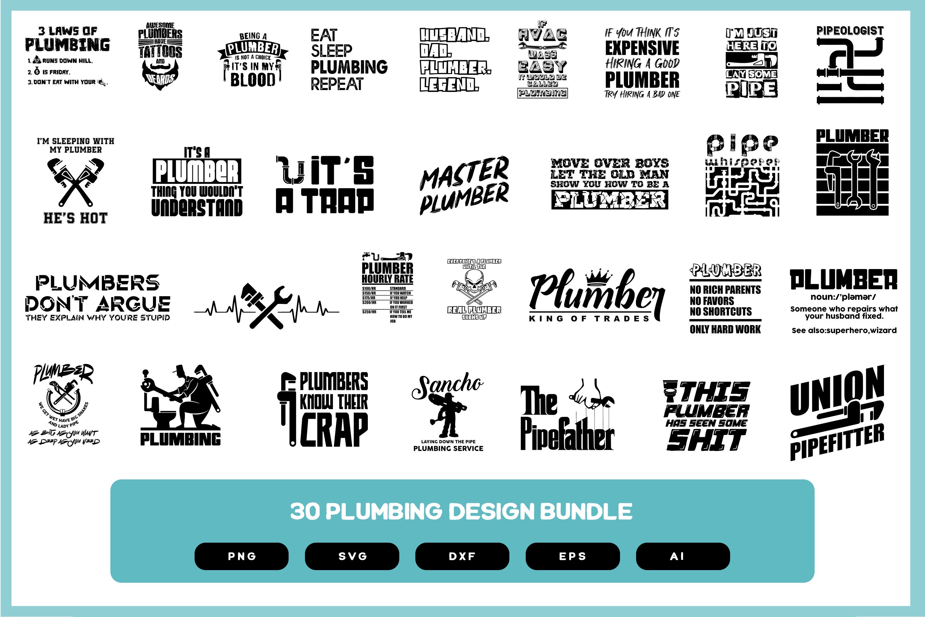 30 Plumbing Quotes Design Bundle Plumbing Shirts Design - Etsy