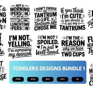 Toddler SVG Bundle | Cute Kids Clipart, Funny Toddler Silhouette Cut Files for Cricut & Sublimation