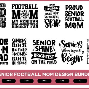 Football Senior Mom Design Bundle | Senior Football Mom SVG | Football Senior Shirts for Mom