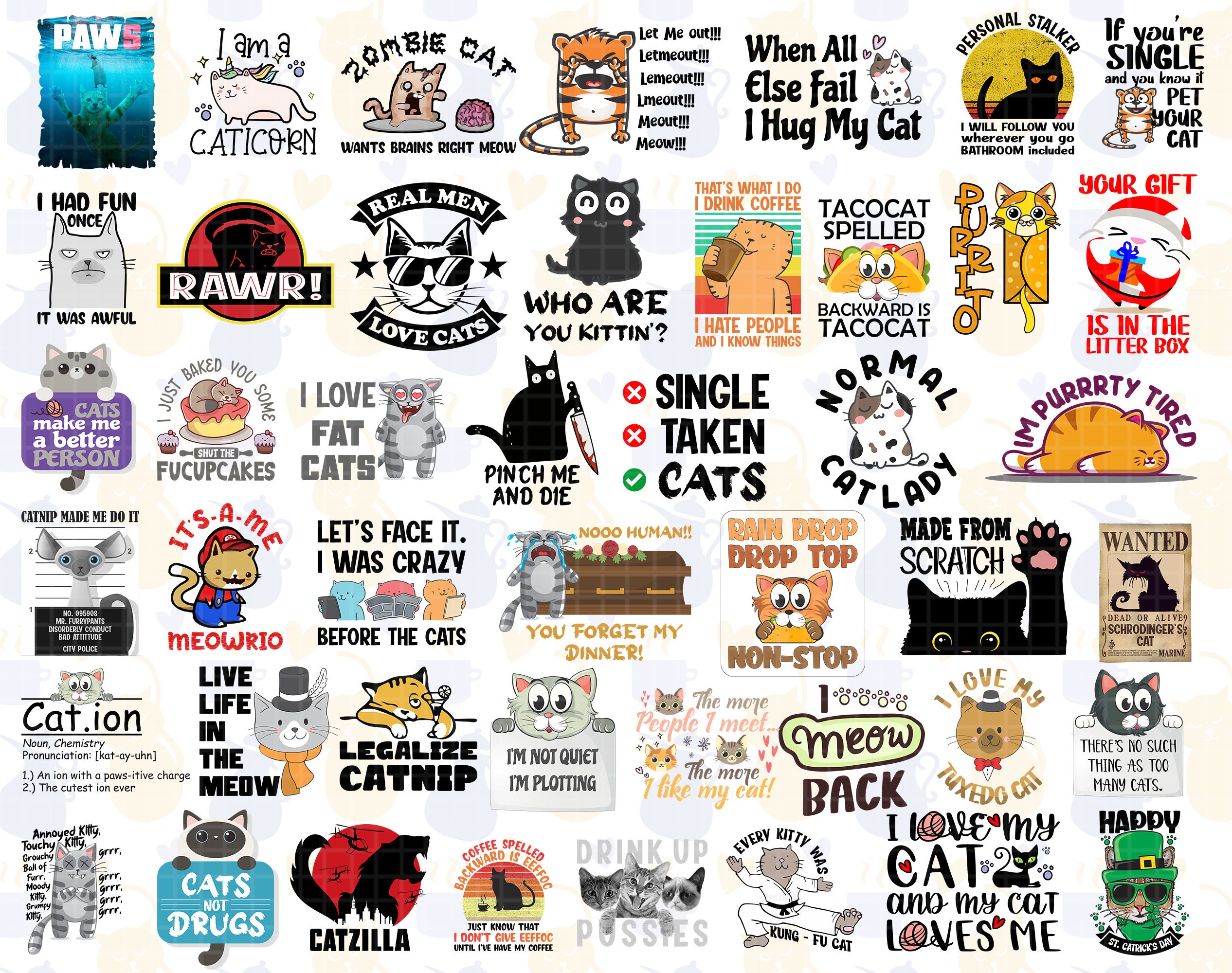 Sublimation Vinyl Cat Designs Printing POD Cat Design Cut - Etsy