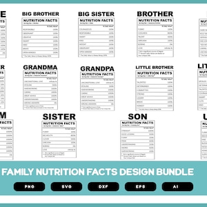 Family Nutrition Facts Design Bundle | Family Nutrition Facts Shirt Design | Family Funny Shirt | Family Nutrition Facts SVG