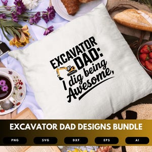 Excavator Dad SVG Bundle | Heavy Machinery Clipart, Construction ...