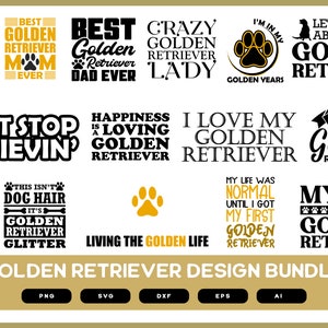 Paquete de diseños de Golden Retriever / Golden Retriever / Golden Retriever SVG / Golden Retriever PNG / Diseño de camiseta de Golden Retriever / Amante de los perros