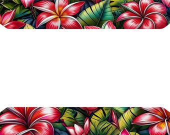 Plumeria License Plate Cover- Tropical Palm Leaves - Auto License Plate-Metal-Auto License Plate Frame