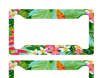 Tropical License Plate -Hawaii Novelty Plates-Aluminum Plate-Hawaiian Flower Print