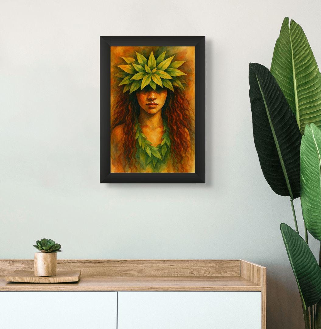 Polynesian Woman Portrait: Tropical Island Girl Art - Hawaiian Home Decor