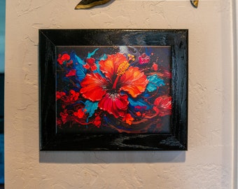8x10 red hibiscus flower ceramic tile wall art for home decor and bathroom