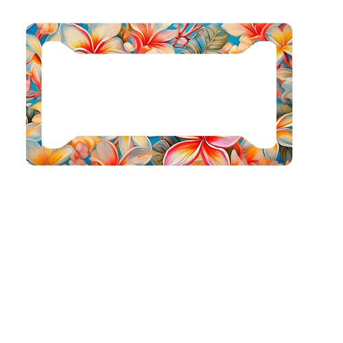 Cadre de plaque d'immatriculation en plumeria d'Hawaï | Accessoire de voiture floral tropical en aluminium pour camions et voitures