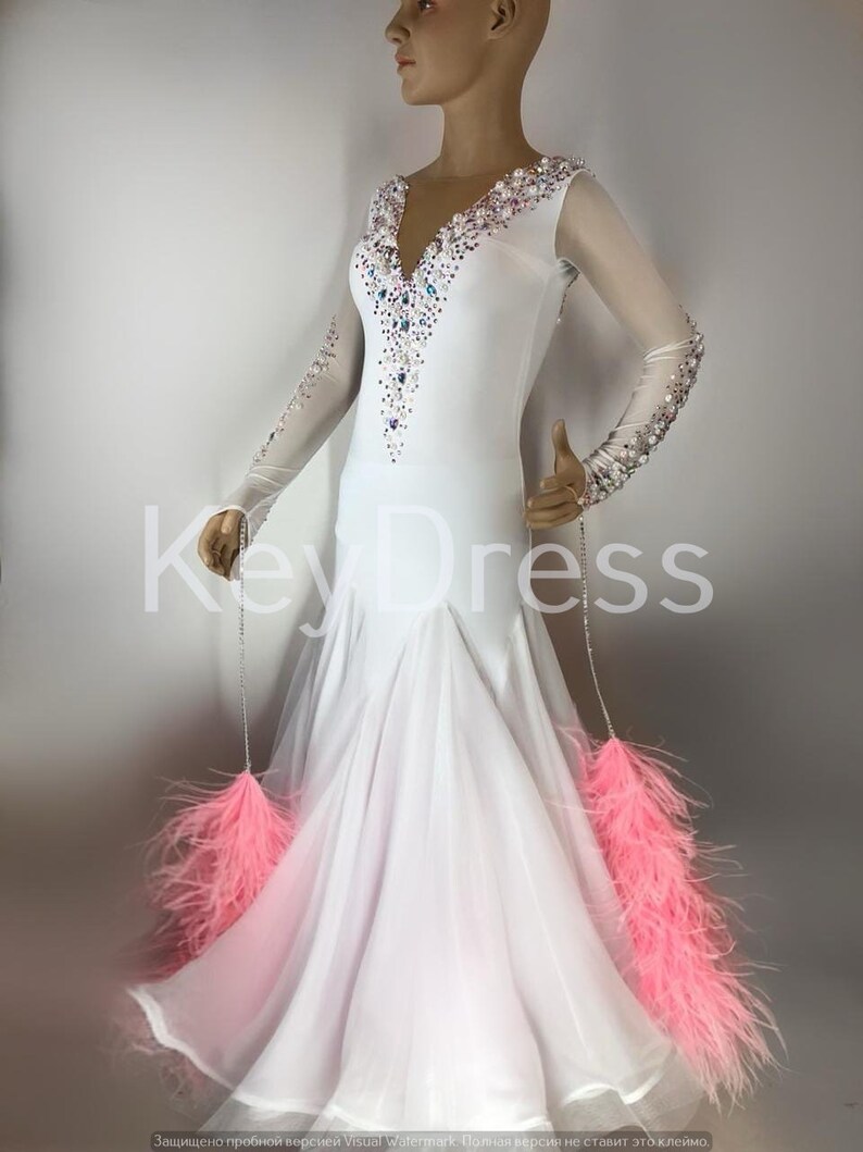 Chiffon dance dress.White dance dress.Ballroom dress.Taylored Etsy