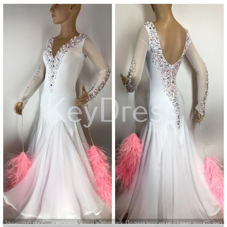 Chiffon dance dress.White dance dress.Ballroom dress.Taylored Etsy