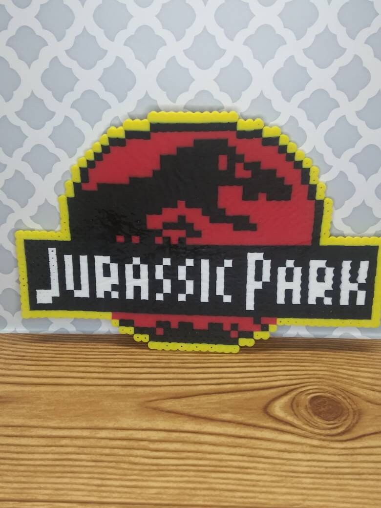 Jurassic Park Logo made out of Perler Beads Etsy
