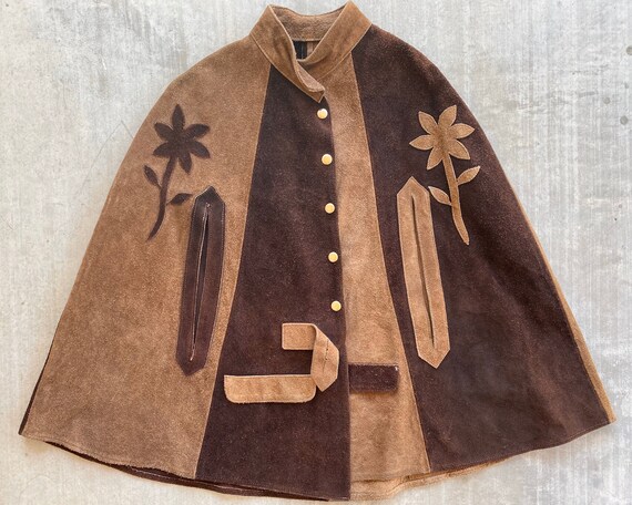 Vintage 70s Mexican Suede Cape
