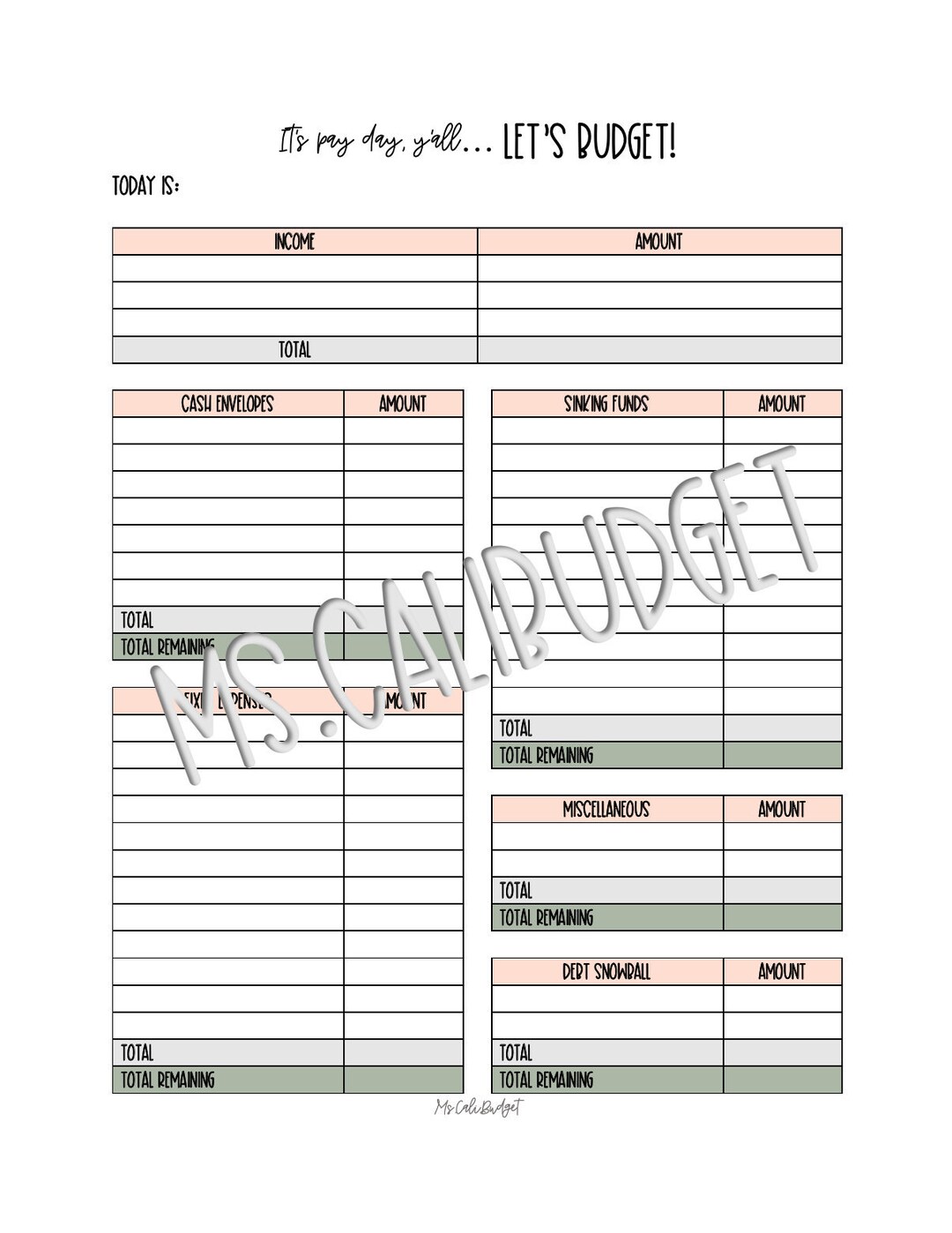 PRINTABLE Budget Worksheet Template Download Unlimited Prints - Etsy