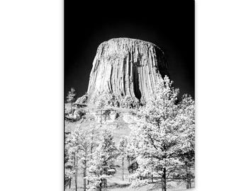 Devils Tower Black and White Wall Art Print – Available on Paper, Canvas, Acrylic & Metal