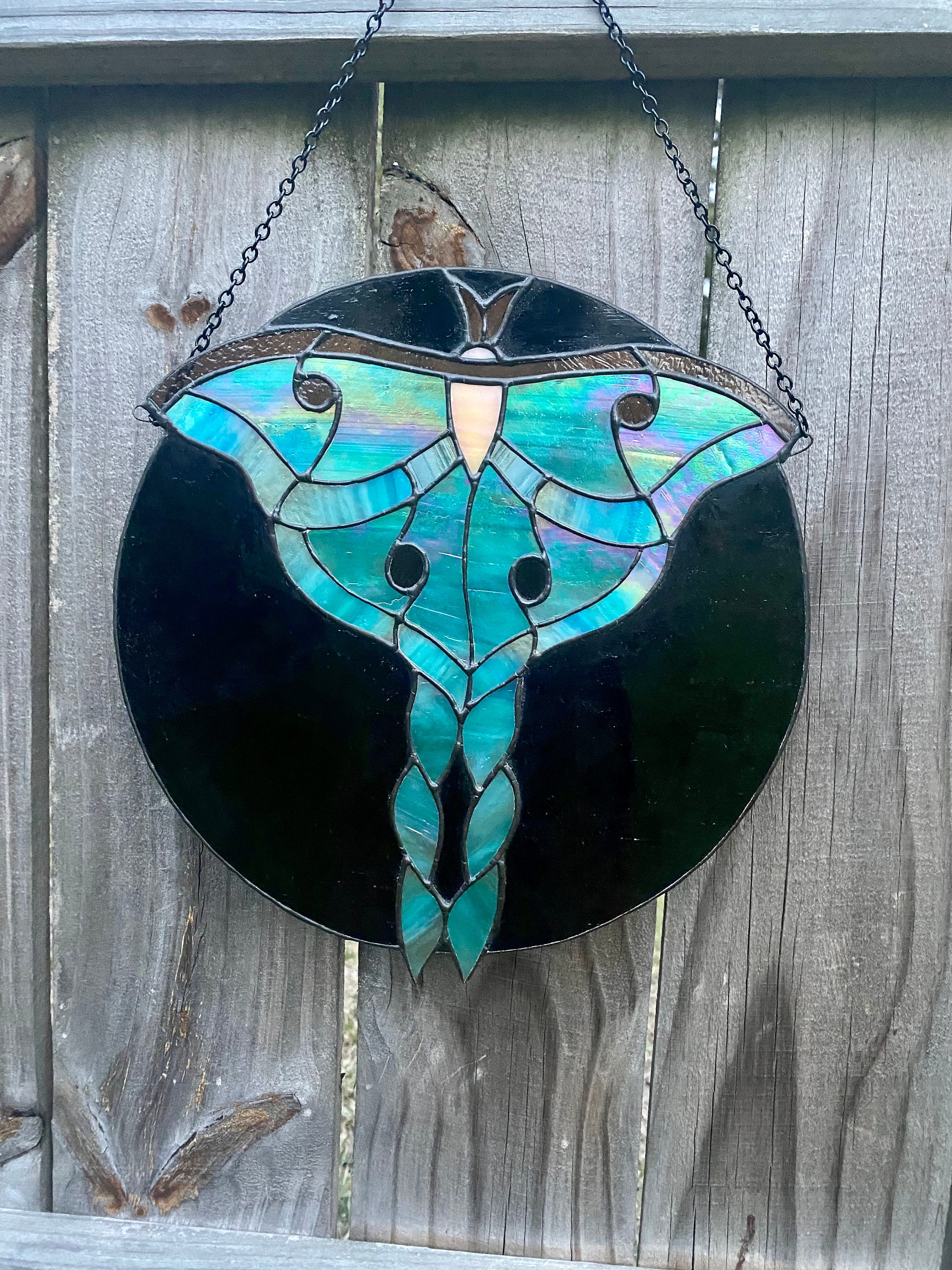 Luna Moth Stained Glass Panel Gothic Beauty Dark Night - Etsy