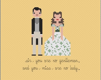 Parody Rhett & Scarlett PDF Cross Stitch Pattern